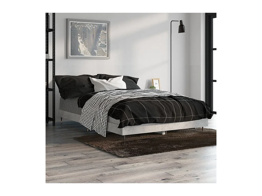 Cadre de lit sans matelas gris béton 120x190 cm