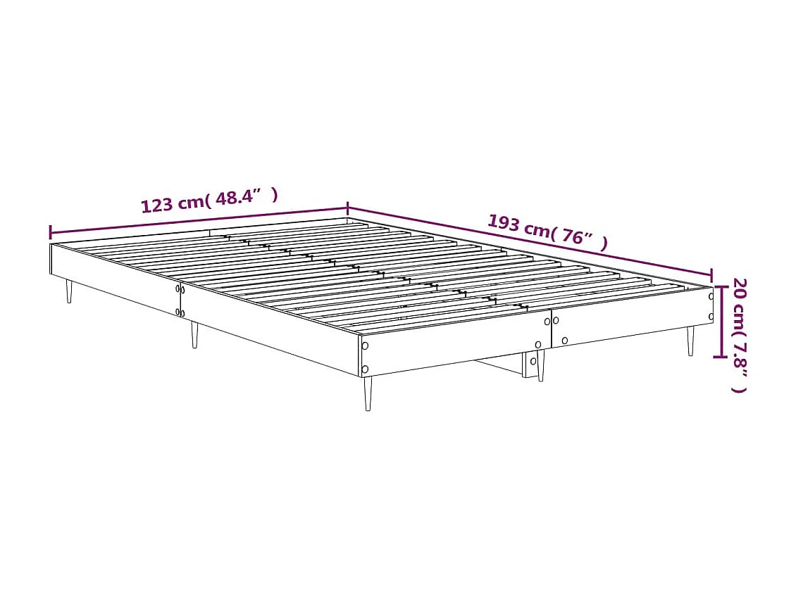 Bettgestell Betongrau 120x190 cm Holzwerkstoff