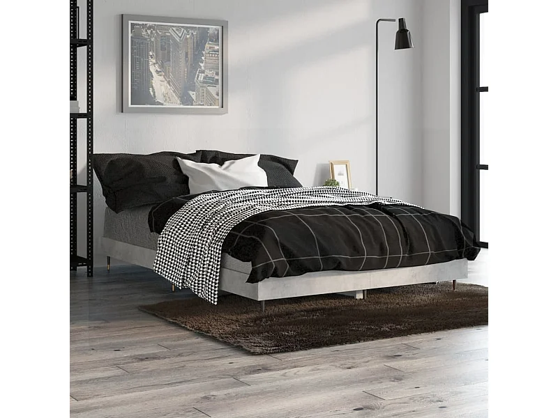 Cadre de lit sans matelas gris béton 120x190 cm
