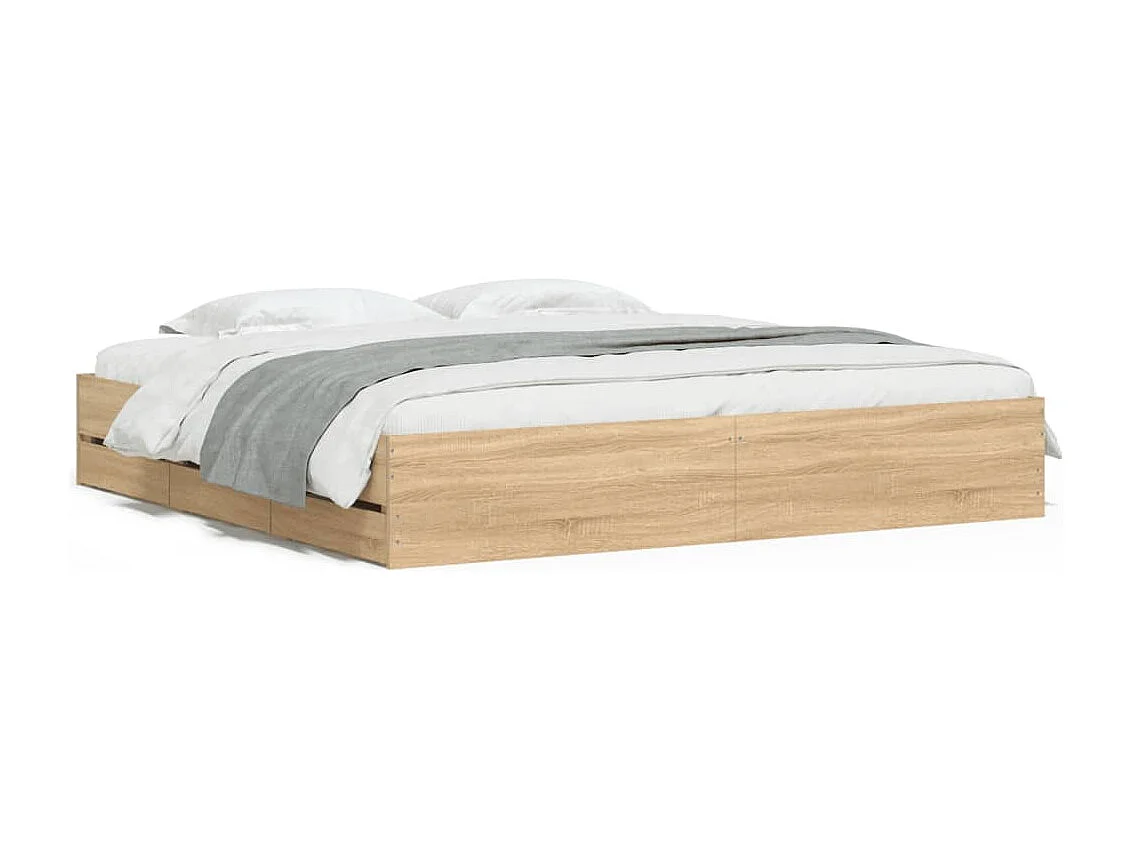 Cadre de lit avec tiroirs sans matelas chêne sonoma 180x200 cm