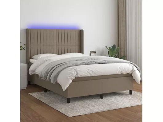 Kauf Unique Boxspringbett mit Matratze & LED Taupe 140x200 cm Stoff