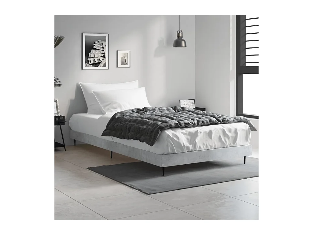 Cadre de lit sans matelas gris béton 100x200 cm