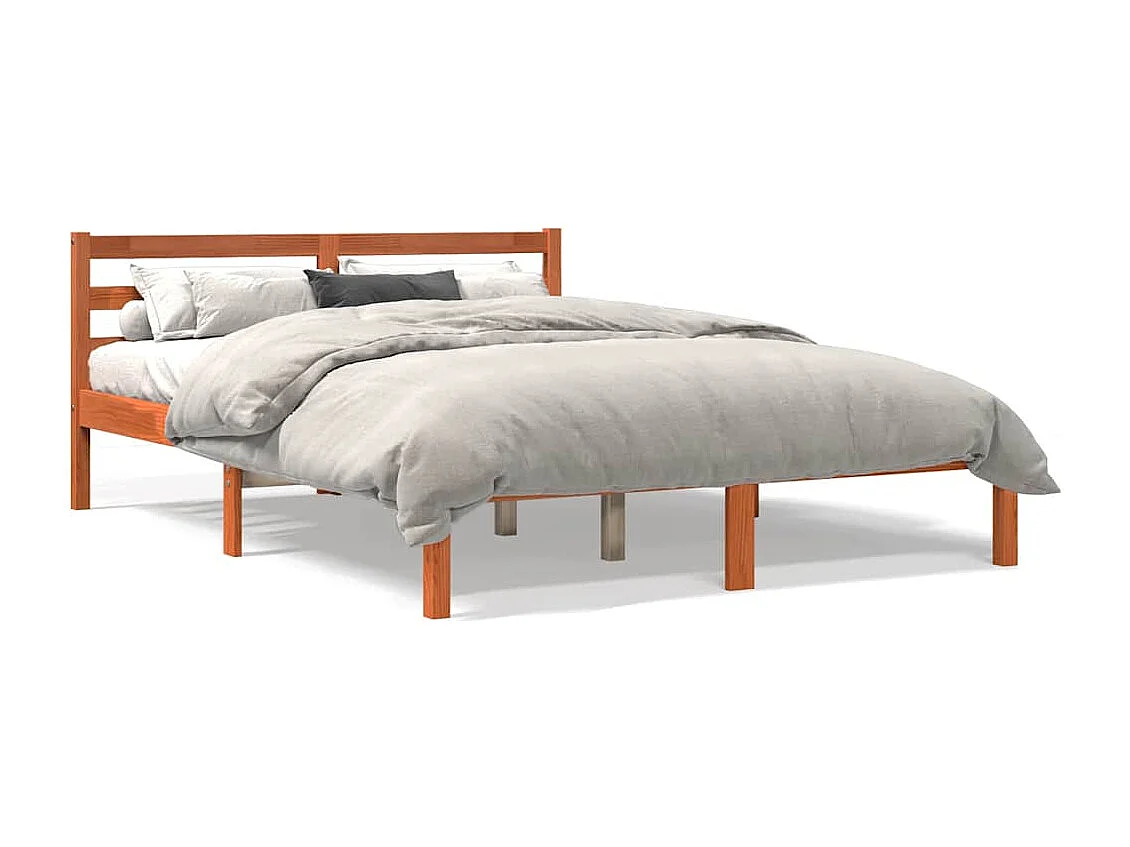 Cadre de lit sans matelas cire marron 140x190cm bois pin massif
