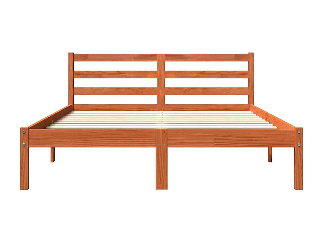 Cadre de lit sans matelas cire marron 140x190cm bois pin massif
