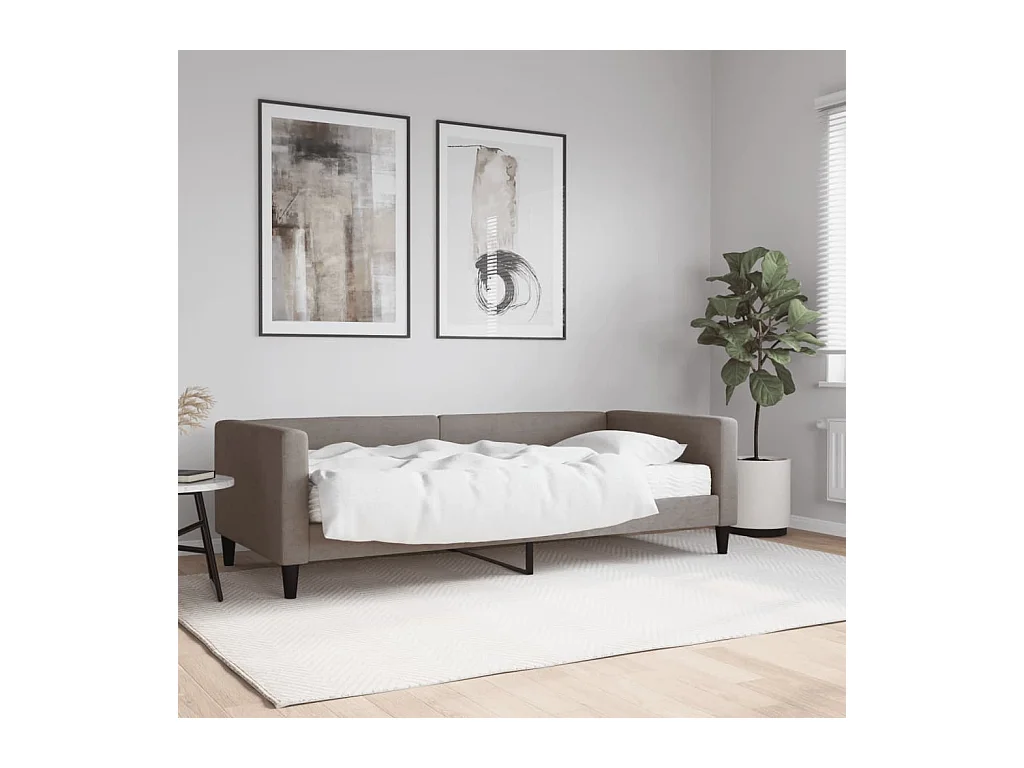 Lit de jour avec matelas taupe 90x200 cm tissu