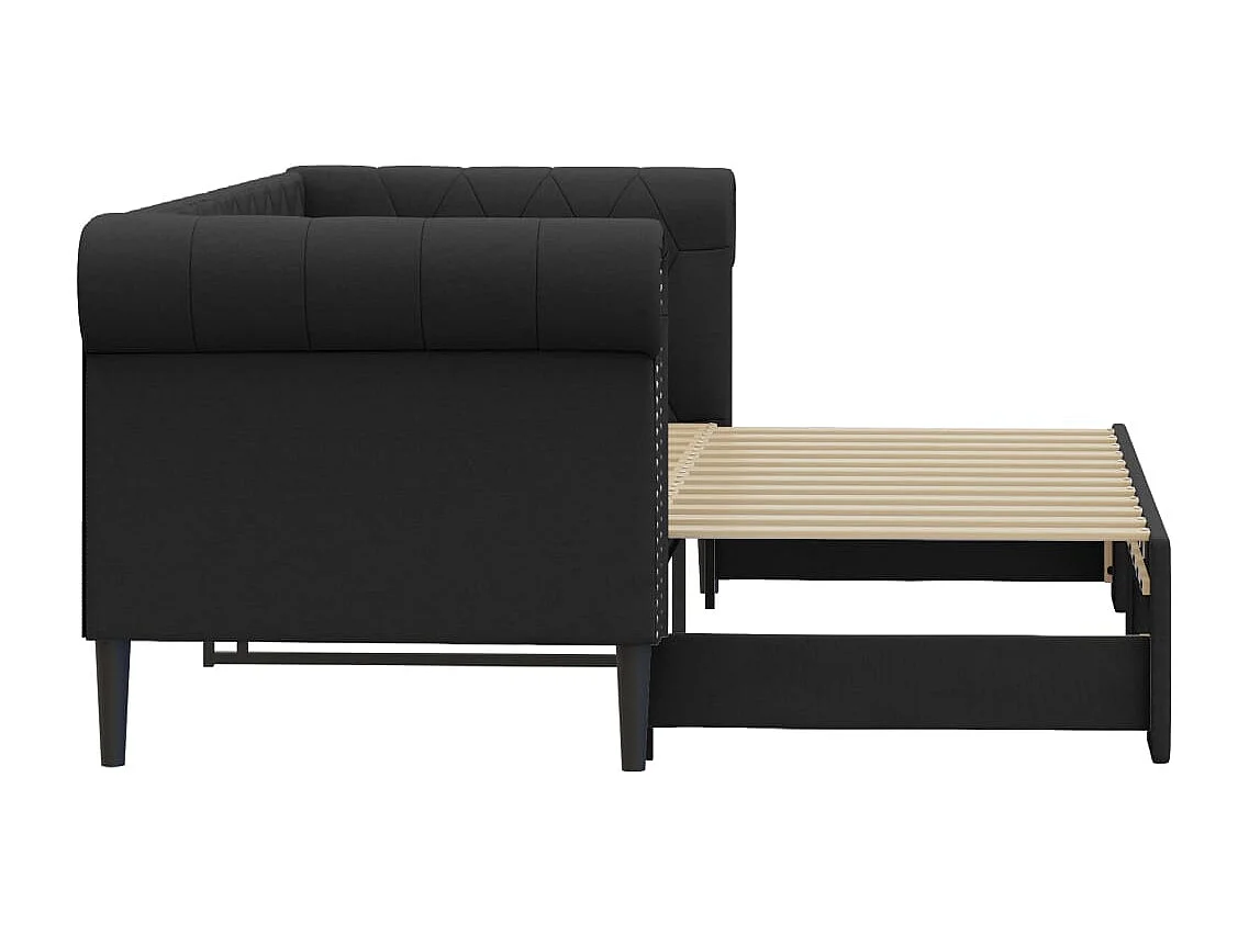 Slaapbank met onderschuifbed 90x200 cm kunstleer zwart