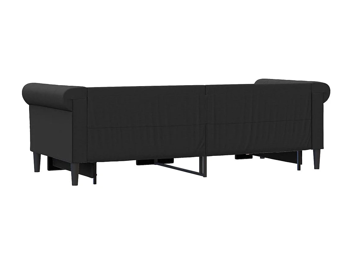 Slaapbank met onderschuifbed 90x200 cm kunstleer zwart