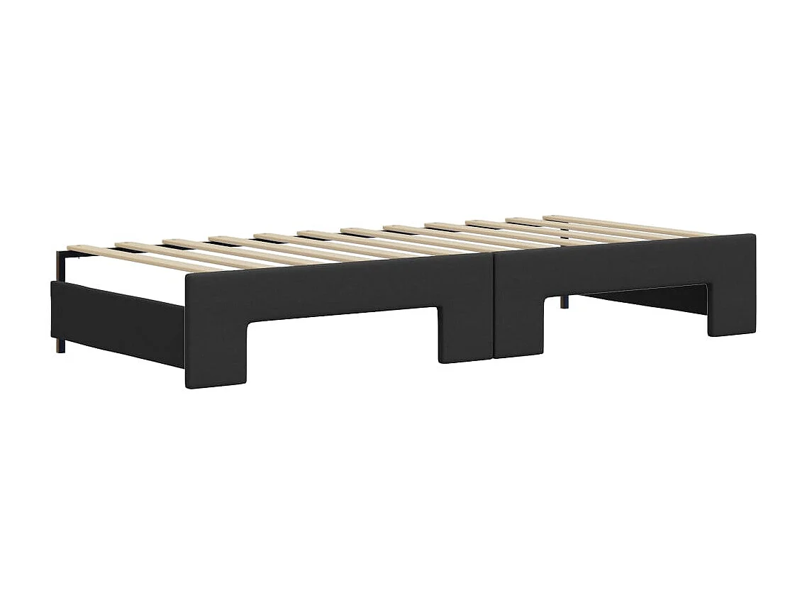 Slaapbank met onderschuifbed 90x200 cm kunstleer zwart
