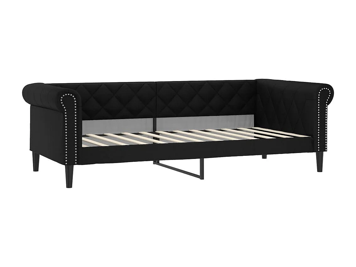 Slaapbank met onderschuifbed 90x200 cm kunstleer zwart