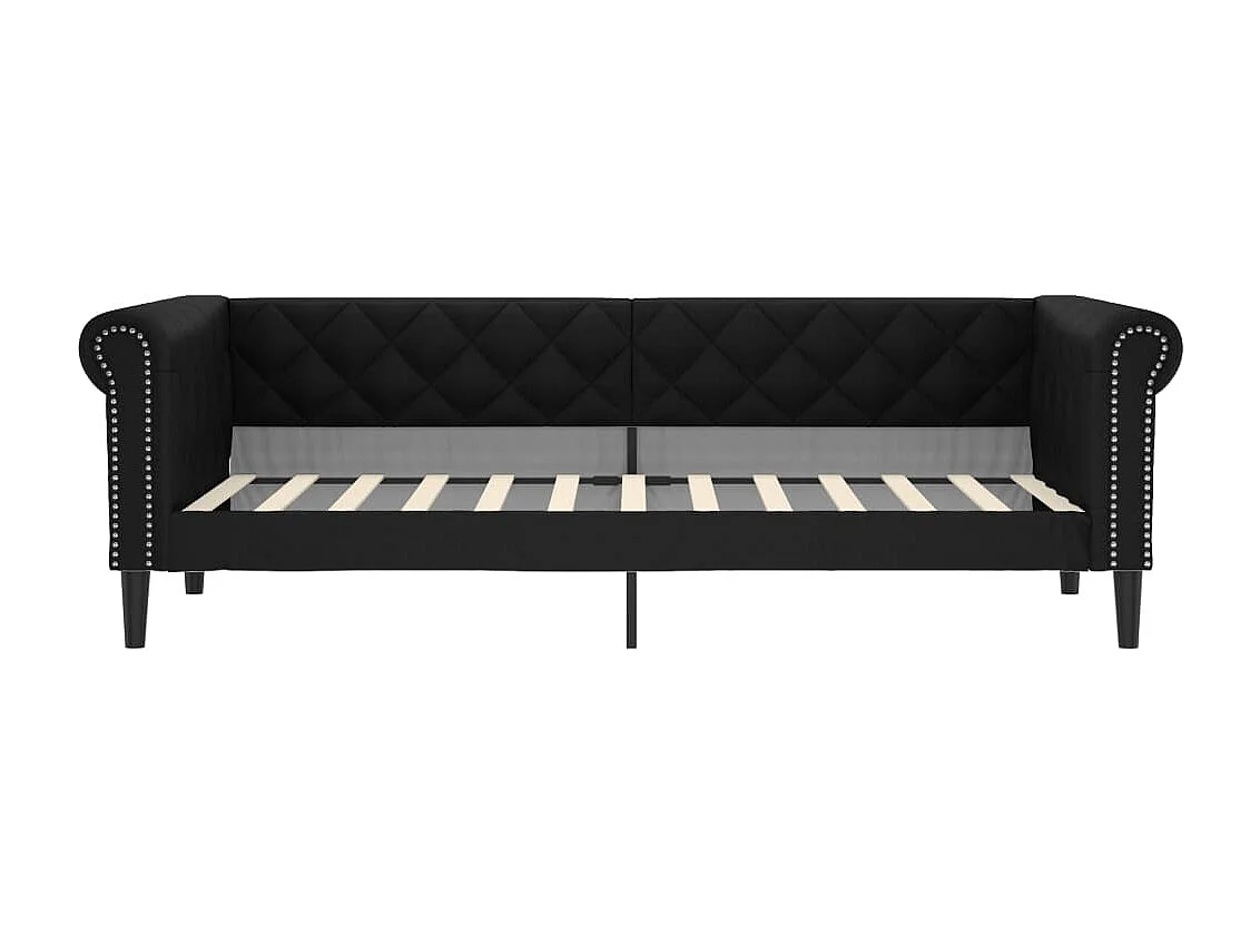 Slaapbank met onderschuifbed 90x200 cm kunstleer zwart