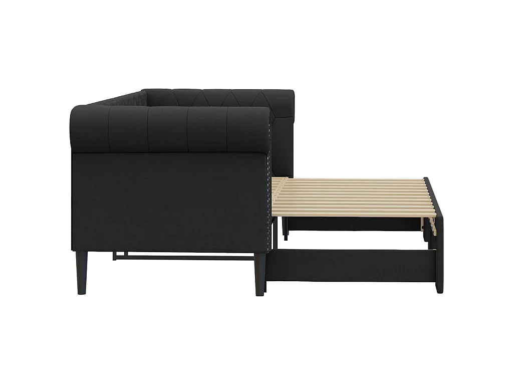 Lit de jour avec gigogne sans matelas noir 90x200 cm