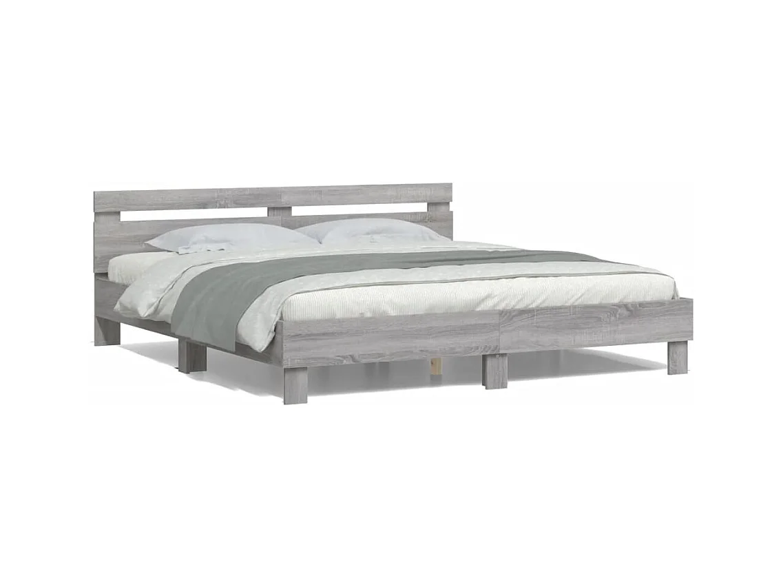 Cadre de lit avec LED sans matelas sonoma gris 180x200 cm