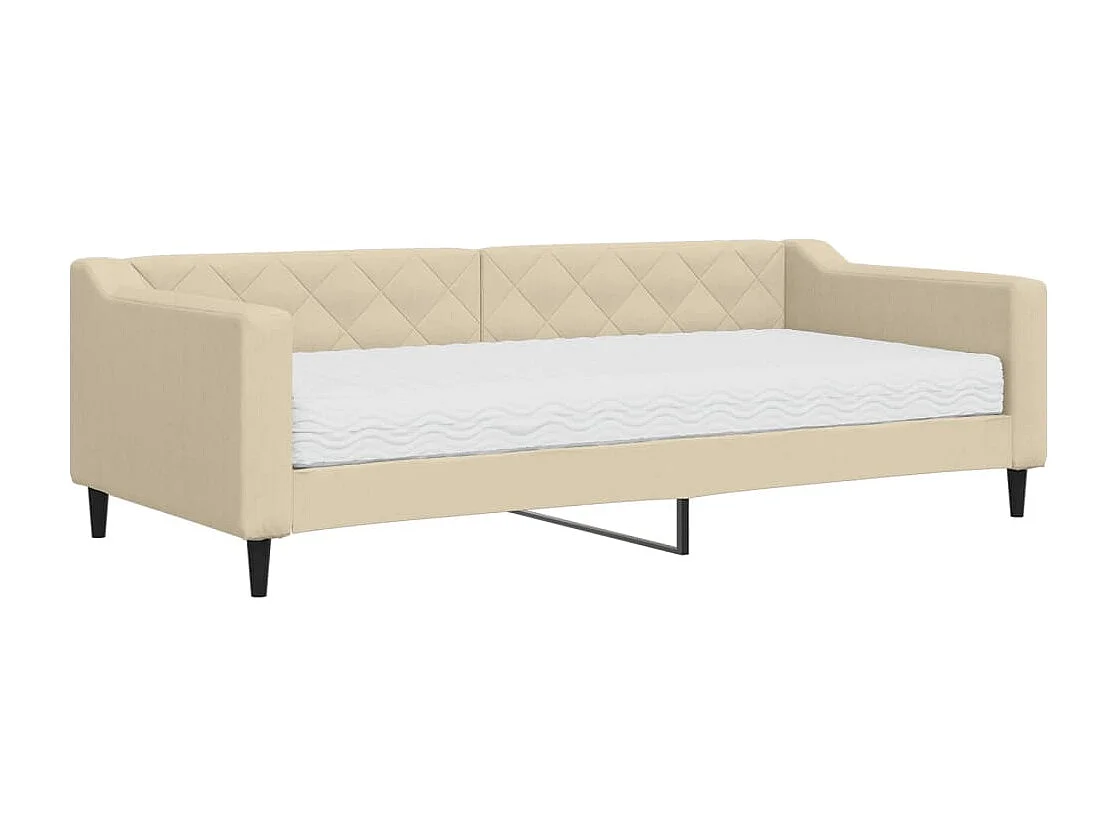 Lit de jour avec matelas crème 90x200 cm tissu