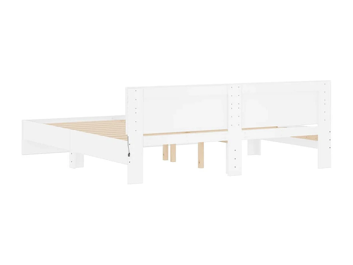 Cadre de lit avec LED sans matelas blanc 200x200 cm