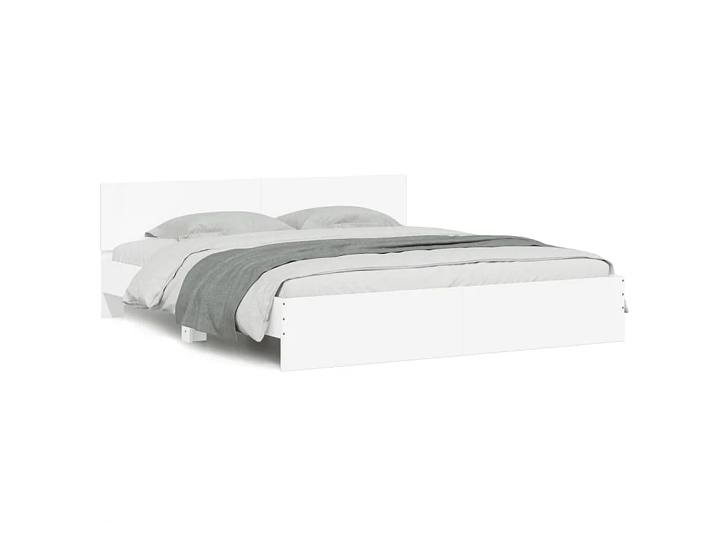 Giroletto con Testiera e LED Bianco 200x200 cm