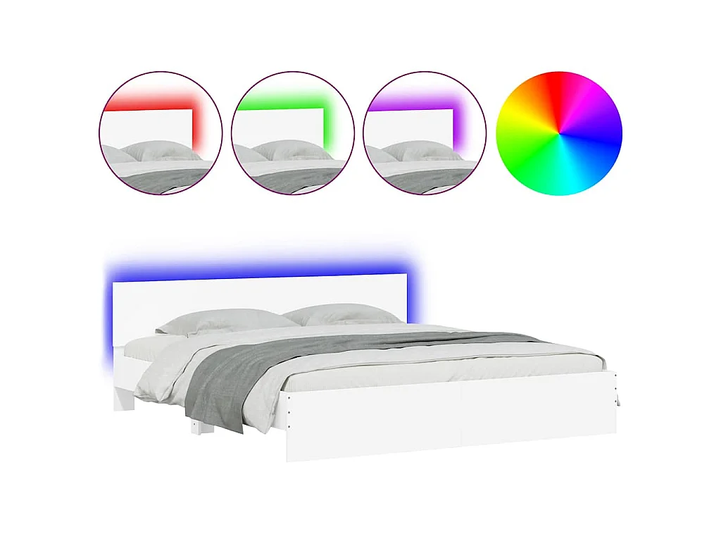 Cadre de lit avec LED sans matelas blanc 200x200 cm