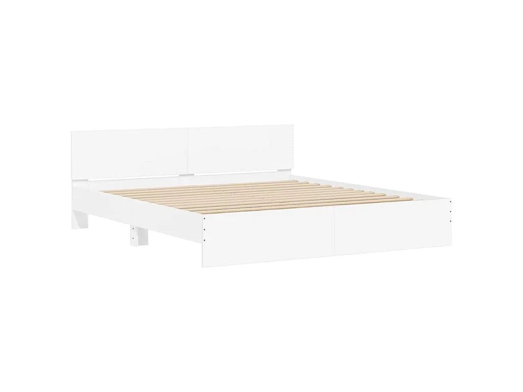 Cadre de lit avec LED sans matelas blanc 200x200 cm