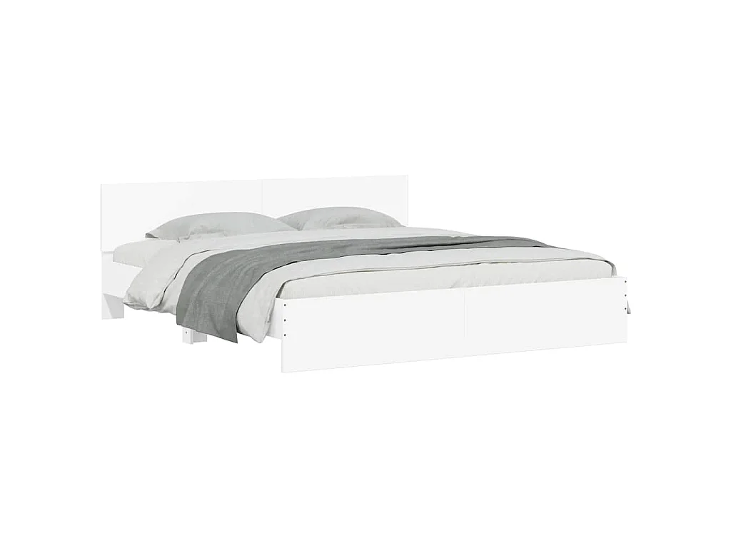 Cadre de lit avec LED sans matelas blanc 200x200 cm