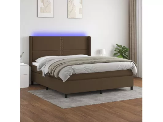 Kauf Unique Boxspringbett mit Matratze & LED Dunkelbraun 180x200 cm Stoff