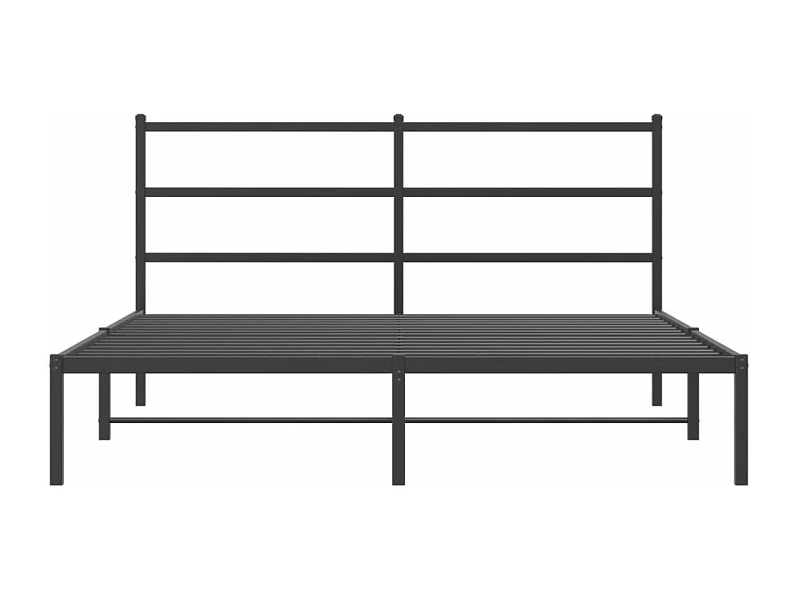Cadre de lit métal sans matelas et tête de lit noir 160x200 cm