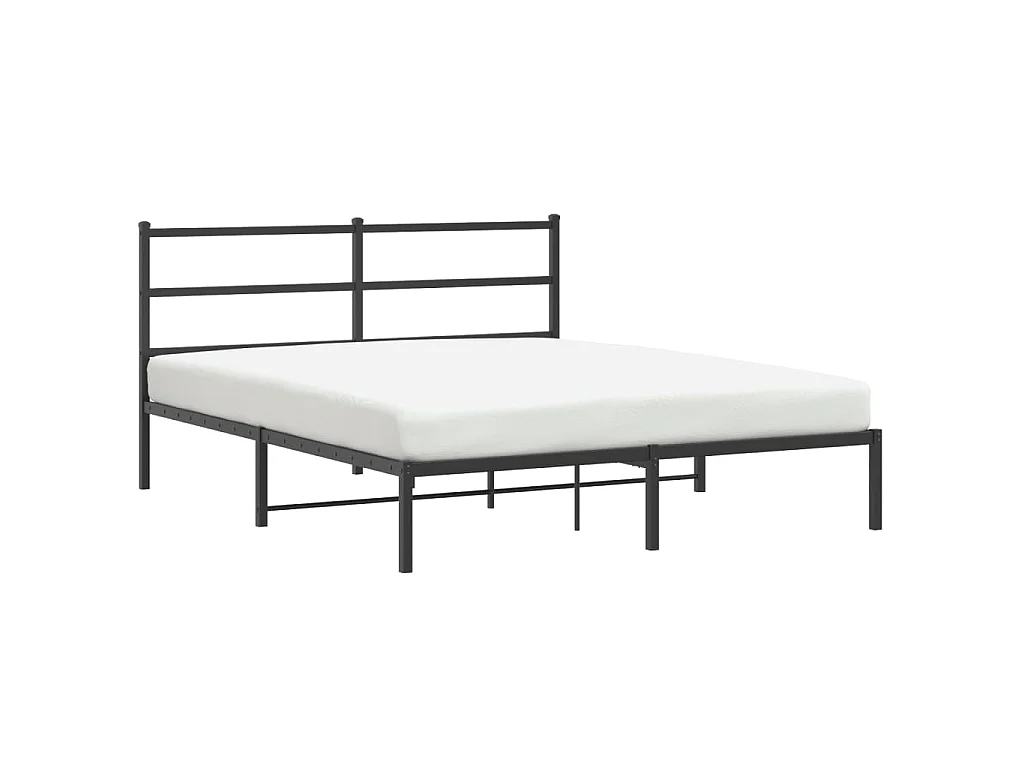 Bedframe met hoofdbord metaal zwart 160x200 cm