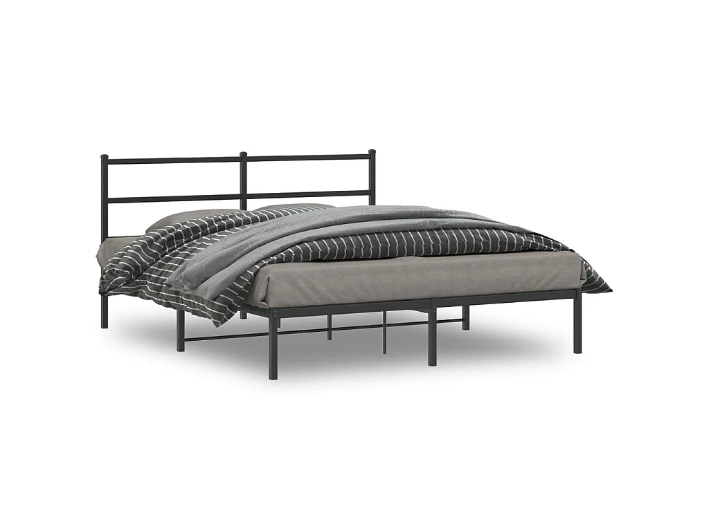 Bedframe met hoofdbord metaal zwart 160x200 cm