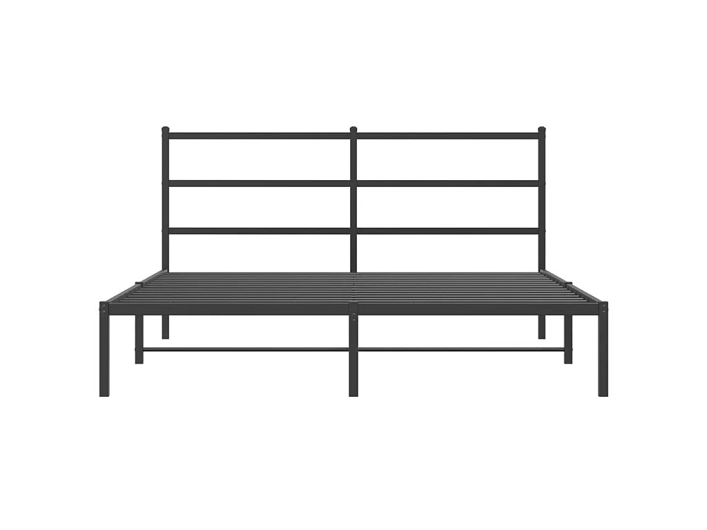 Bedframe met hoofdbord metaal zwart 160x200 cm