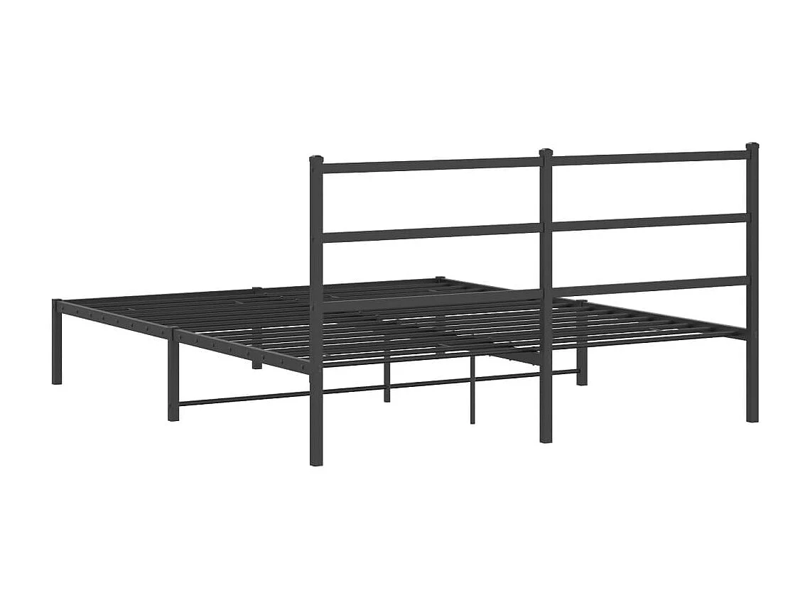 Bedframe met hoofdbord metaal zwart 160x200 cm