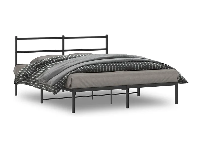 Estrutura de cama com cabeceira 160x200 cm metal preto