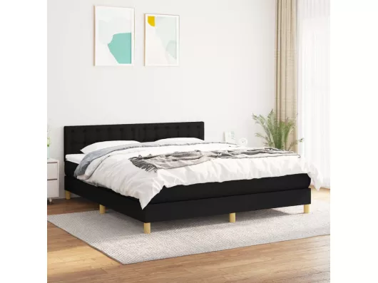 Kauf Unique Boxspringbett mit Matratze Schwarz 180x200 cm Stoff