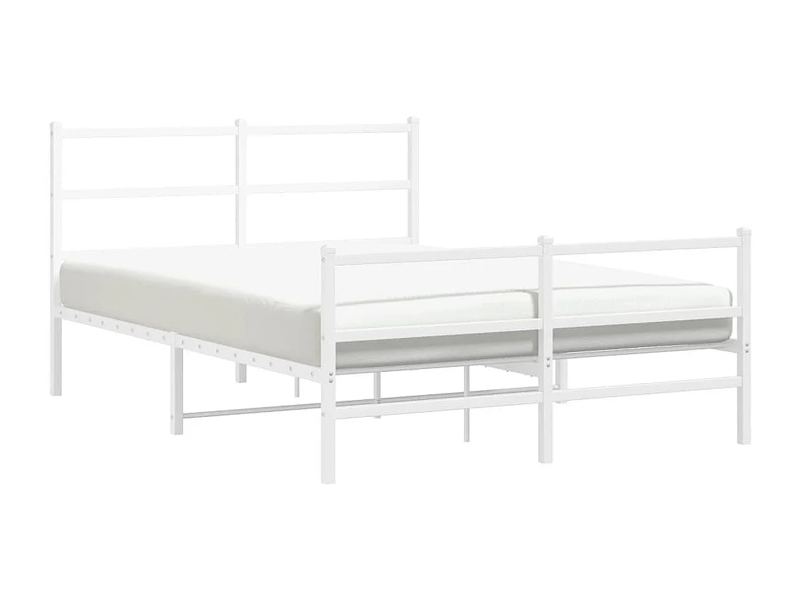 Estrutura de cama com cabeceira e pés 140x200 cm metal branco