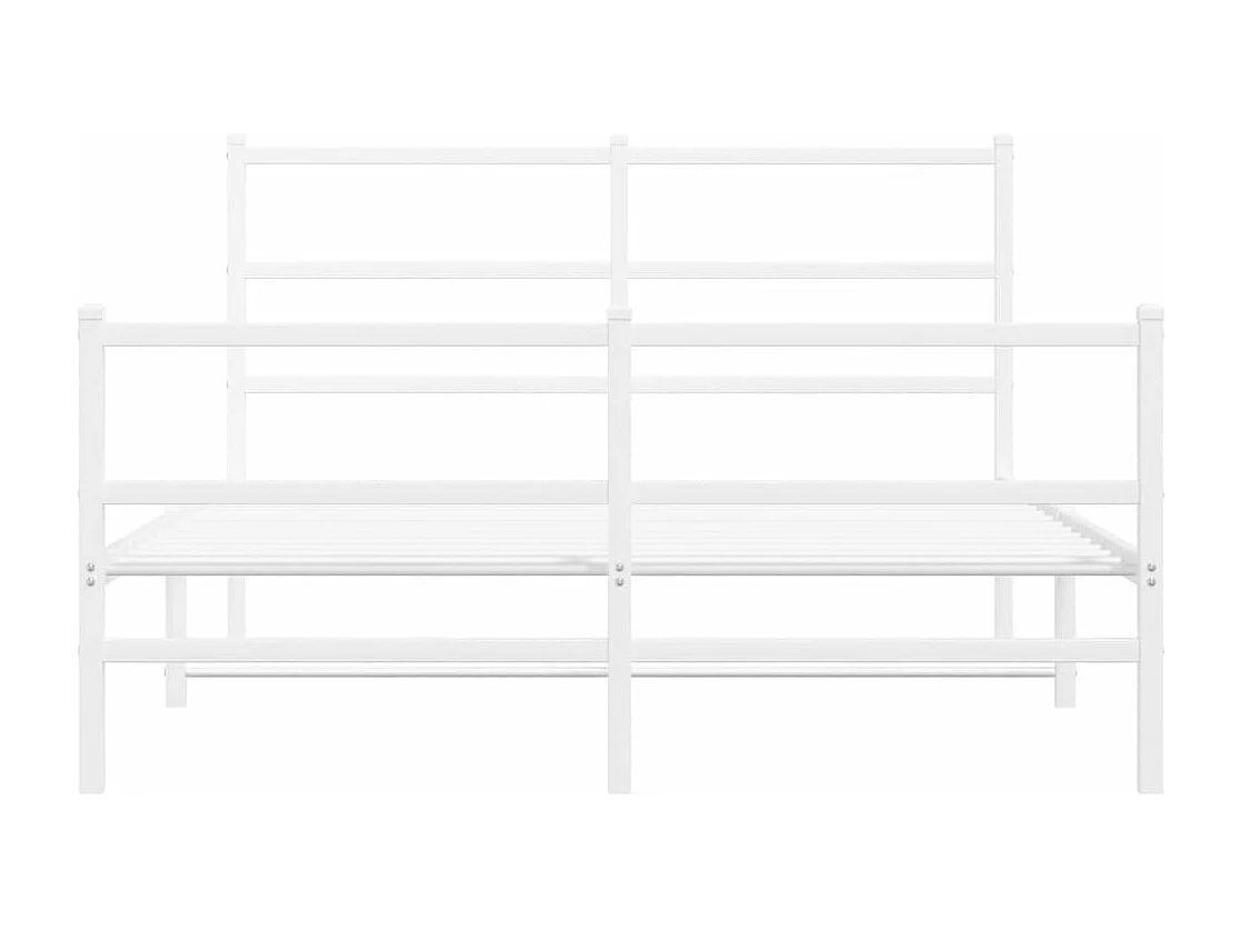 Estrutura de cama com cabeceira e pés 140x200 cm metal branco