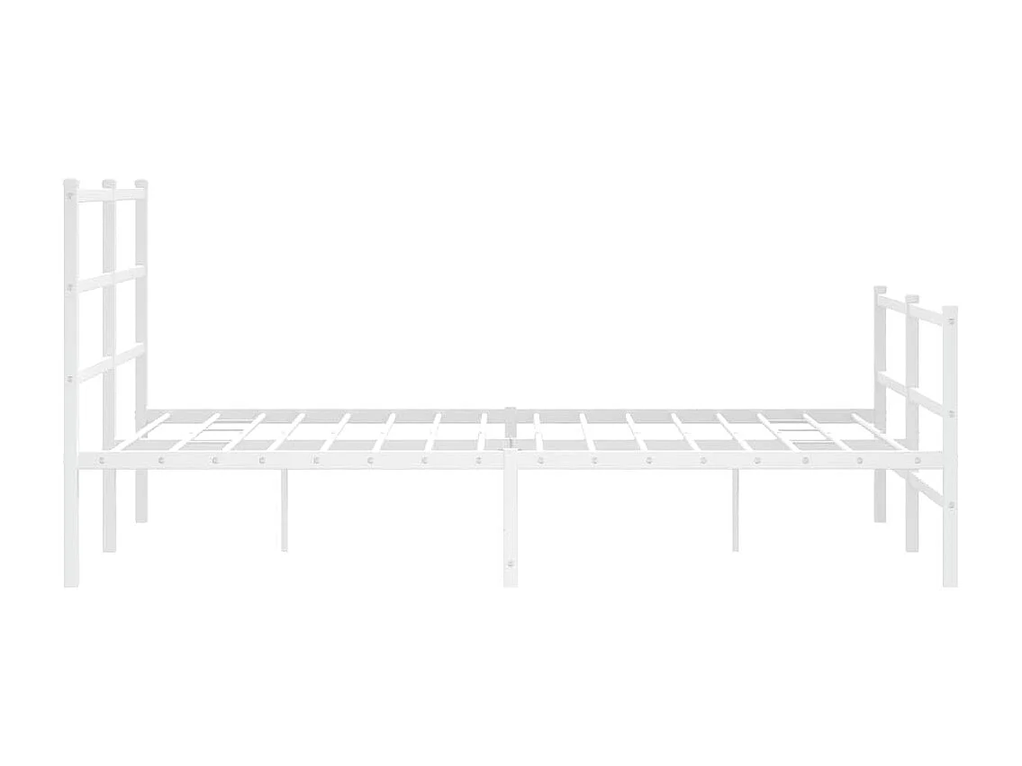 Cadre de lit métal sans matelas et pied de lit blanc 140x200 cm