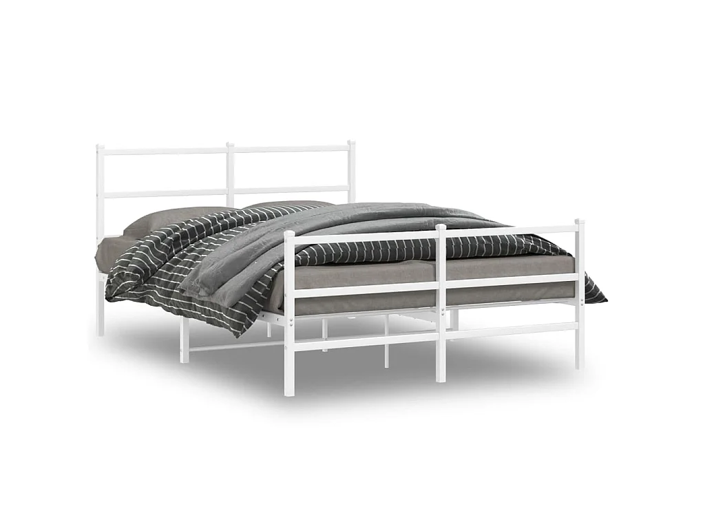Bedframe met hoofd- en voeteneinde metaal wit 140x200 cm