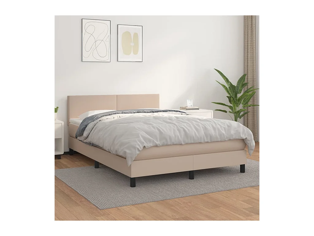 Boxspring met matras kunstleer cappuccinokleurig 140x190 cm