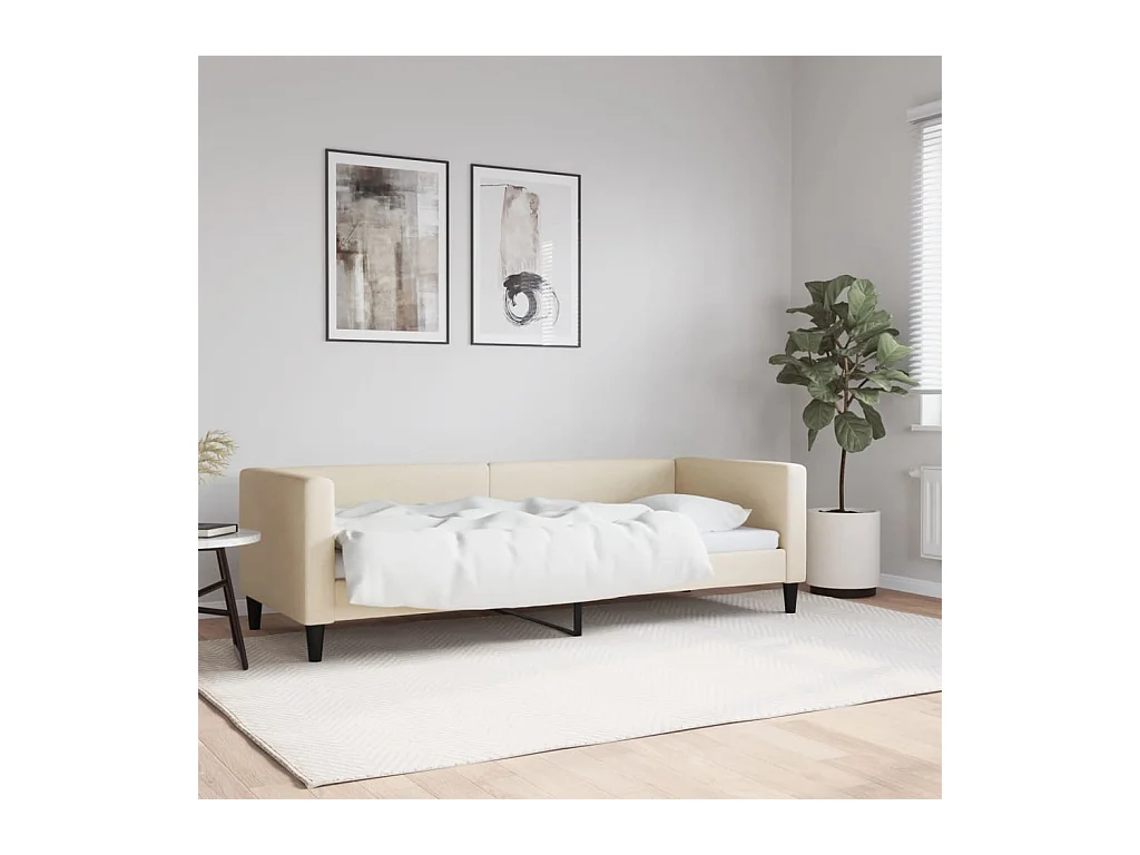 Letto da Giorno Crema 80x200 cm in Tessuto