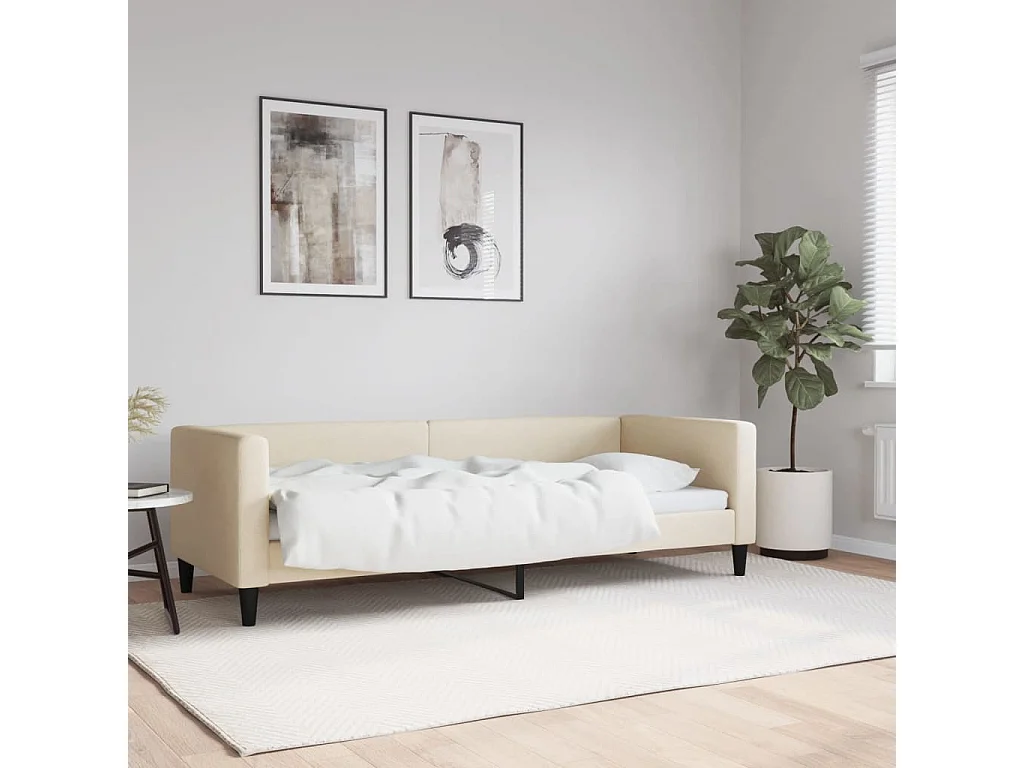 Lit de repos sans matelas crème 80x200 cm tissu