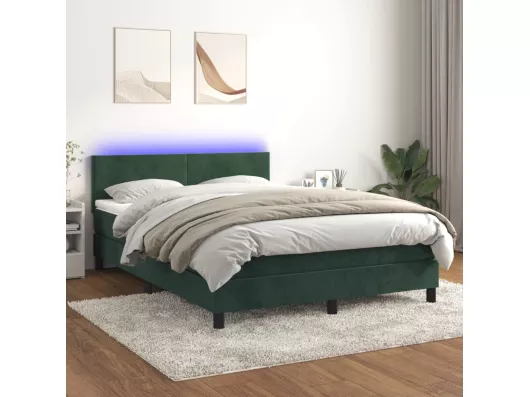 Kauf Unique Boxspringbett mit Matratze & LED Dunkelgrün 140x200 cm Samt