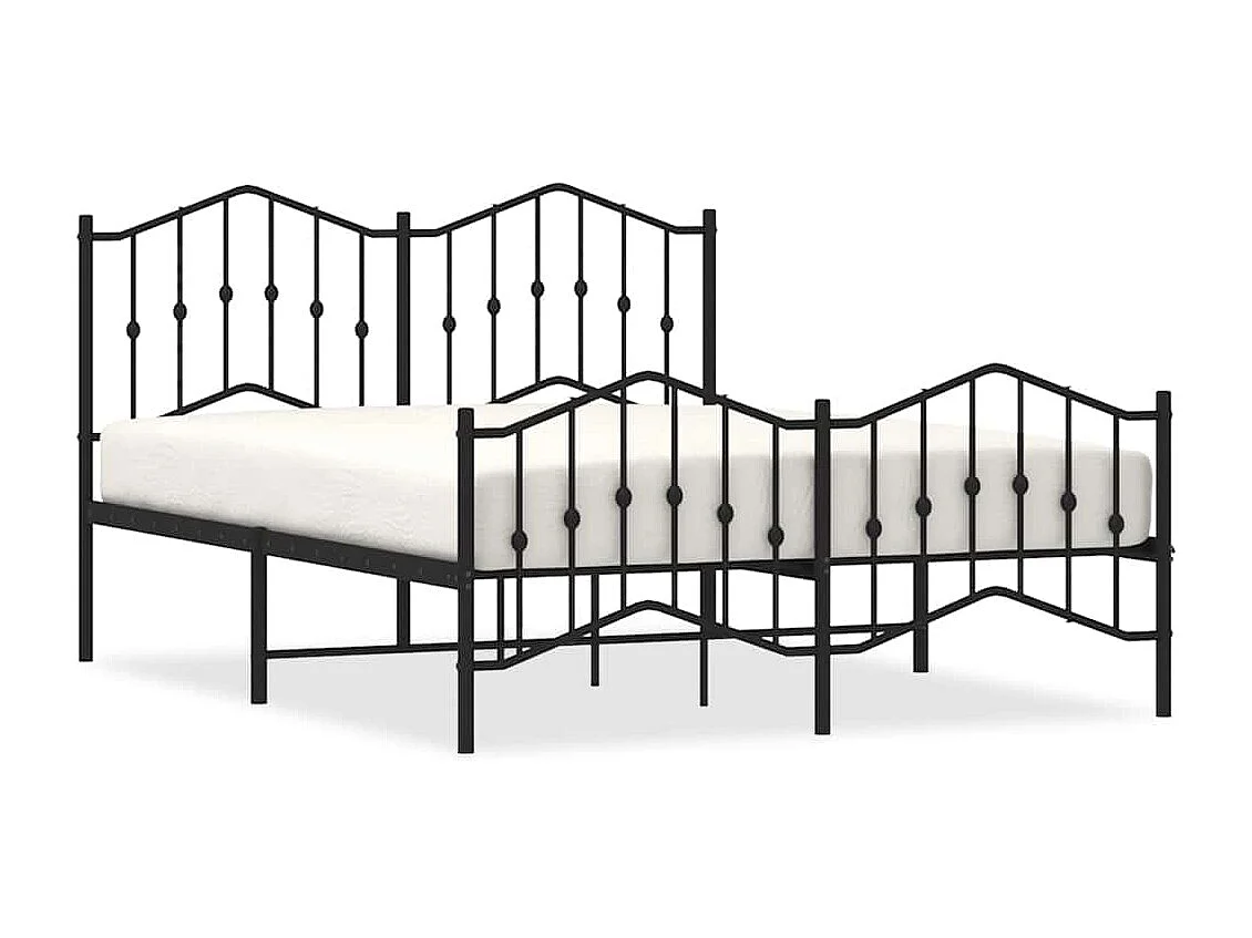 Cadre de lit métal sans matelas avec pied de lit noir 135x190cm