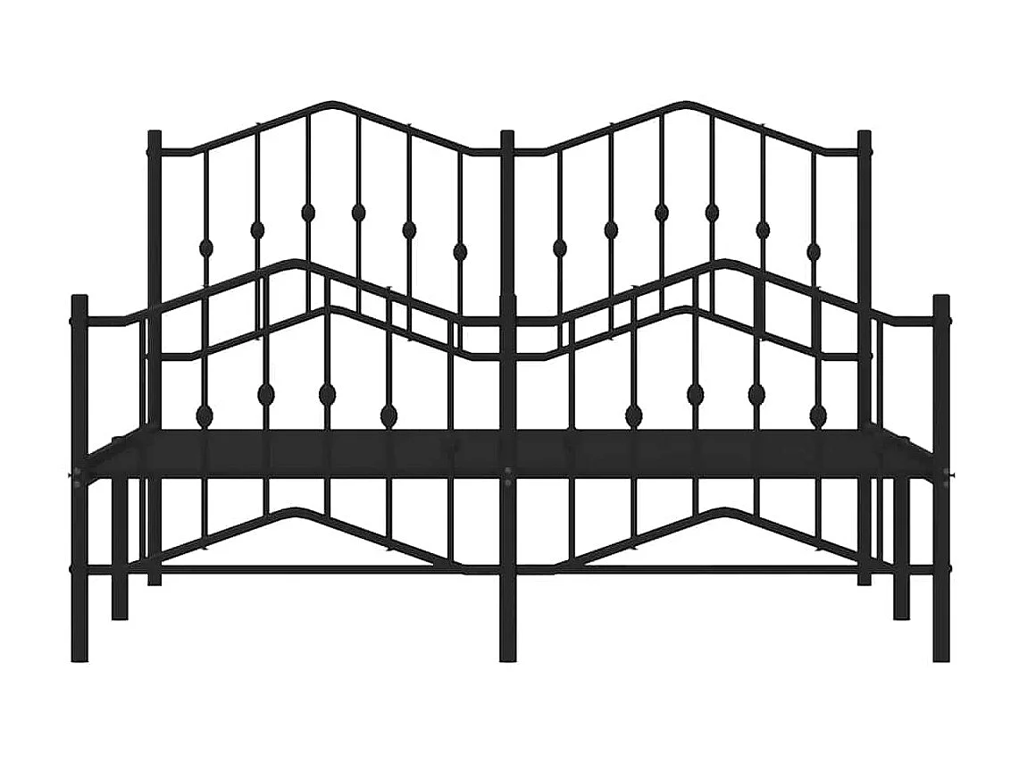 Cadre de lit métal sans matelas avec pied de lit noir 135x190cm