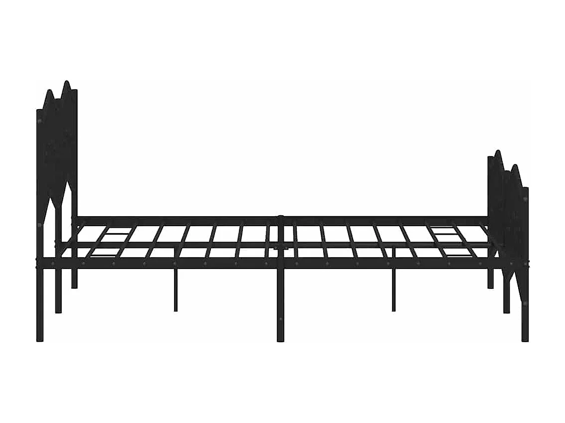 Cadre de lit métal sans matelas avec pied de lit noir 135x190cm