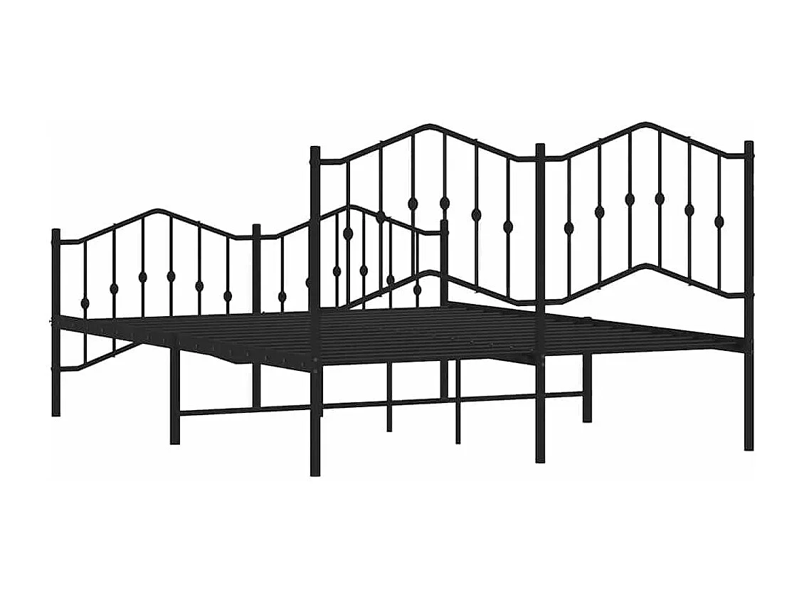 Cadre de lit métal sans matelas avec pied de lit noir 135x190cm