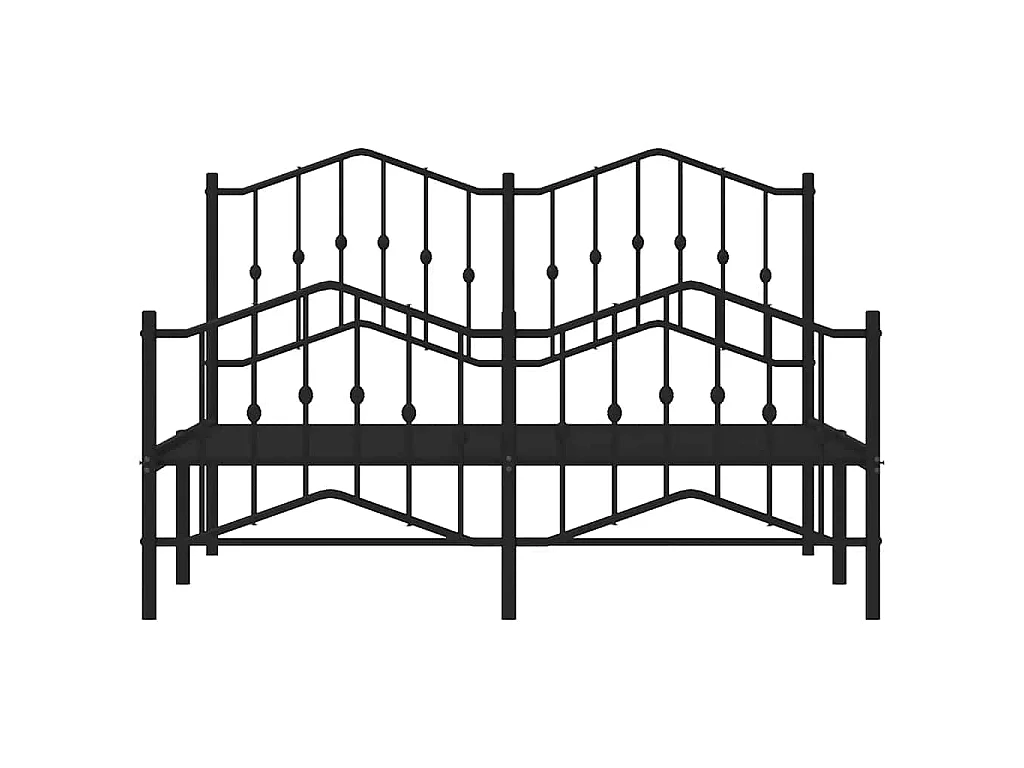 Cadre de lit métal sans matelas avec pied de lit noir 135x190cm