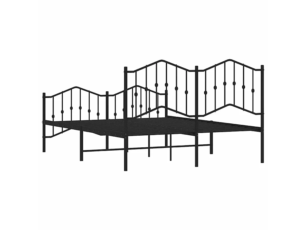 Cadre de lit métal sans matelas avec pied de lit noir 135x190cm