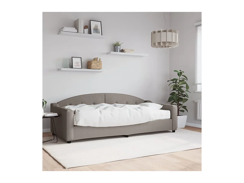 Divano Letto con Materasso Tortora 90x200 cm in Tessuto