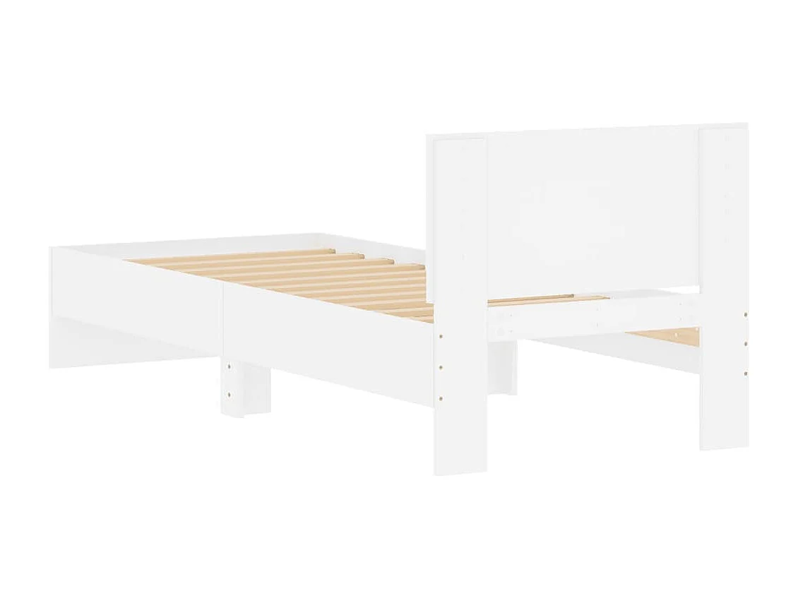 Bettgestell mit Kopfteil Weiß 90x190 cm Holzwerkstoff