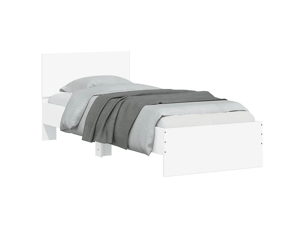 Estrutura de cama c/ cabeceira 90x190 cm deriv. madeira branco