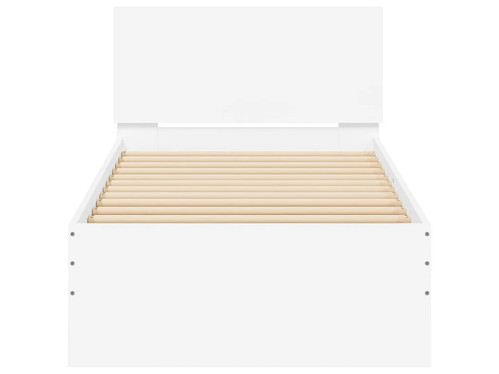 Estrutura de cama c/ cabeceira 90x190 cm deriv. madeira branco