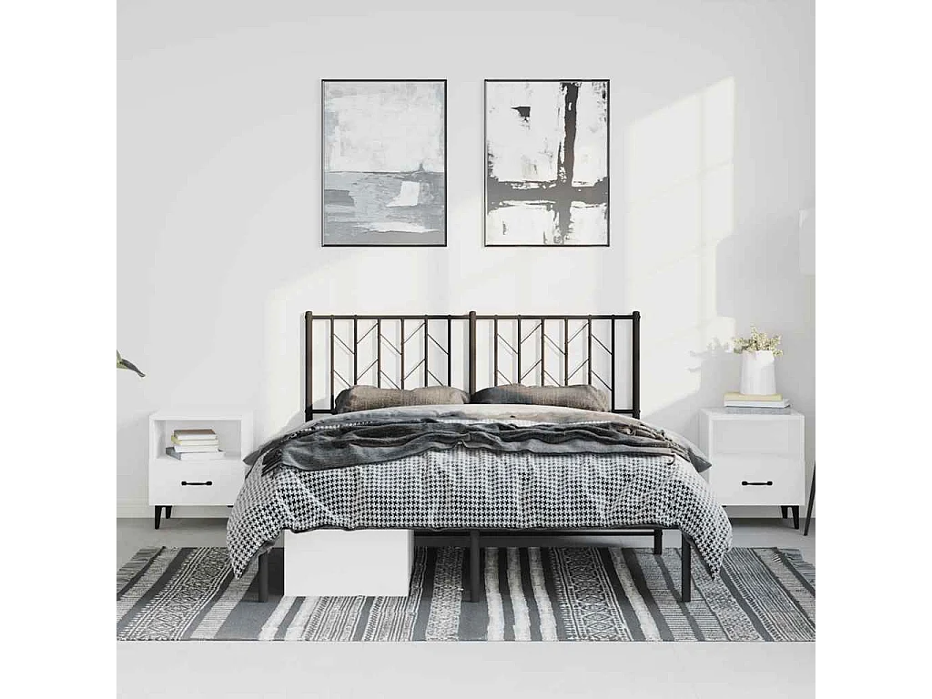 Giroletto con Testiera in Metallo Nero 150x200 cm