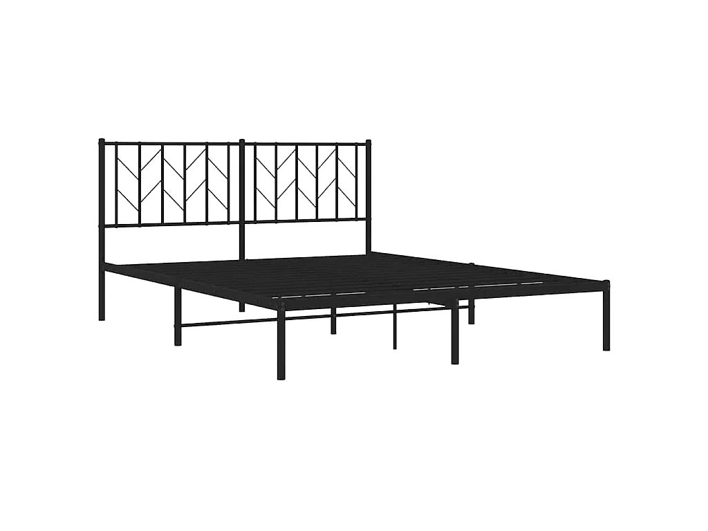 Cadre de lit métal sans matelas avec tête de lit noir 150x200cm